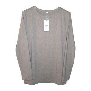 NEW Athmile Top Beige Women Size S Long Sleeve Rayon Blend Crew Neck Pullover